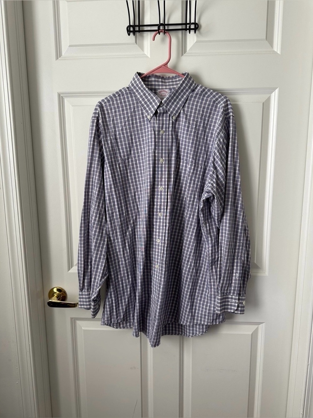 Brooks Brothers Button Down Dress Shirt Blue Long Sleeve Size 17-4/5
